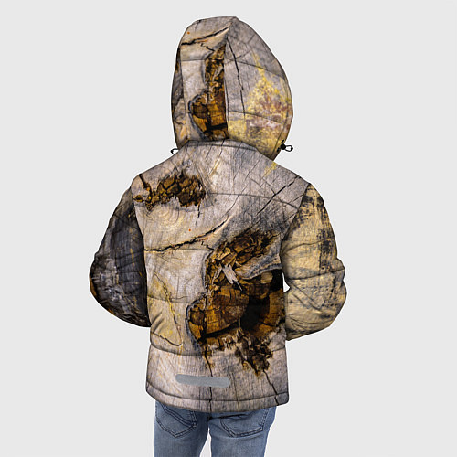 Зимняя куртка для мальчика Текстура пня сосны / 3D-Черный – фото 4
