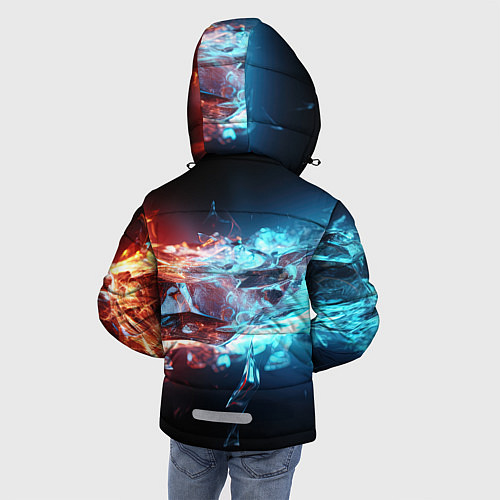 Зимняя куртка для мальчика Лед и пламя абстракция / 3D-Черный – фото 4