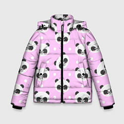Куртка зимняя для мальчика Милая улыбающаяся панда, цвет: 3D-черный