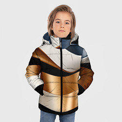 Куртка зимняя для мальчика Золотистые вставки абстракции, цвет: 3D-черный — фото 2