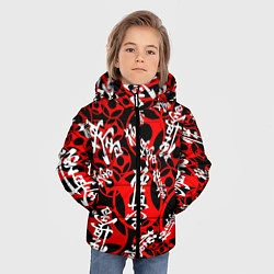 Куртка зимняя для мальчика Карате киокушинкай лого паттерн, цвет: 3D-светло-серый — фото 2