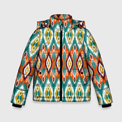 Куртка зимняя для мальчика Орнамент икат - имитация аткласной ткани, цвет: 3D-светло-серый