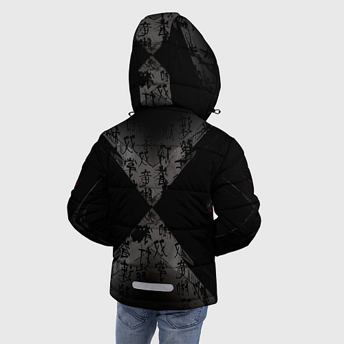 Зимняя куртка для мальчика Японские иероглифы текстуры / 3D-Черный – фото 4