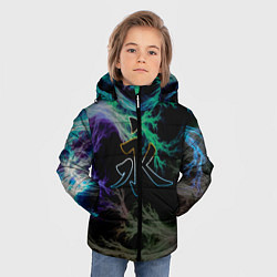 Куртка зимняя для мальчика Неоновый иероглиф, цвет: 3D-светло-серый — фото 2