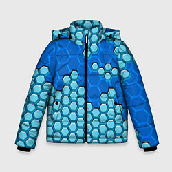 Зимняя куртка для мальчика Синяя энерго-броня из шестиугольников