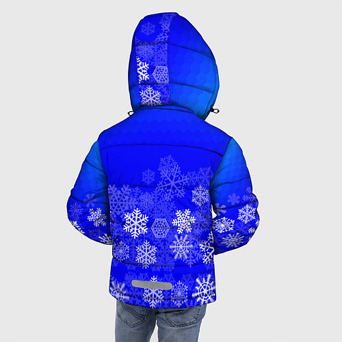 Зимняя куртка для мальчика Снежинки на синем / 3D-Светло-серый – фото 4