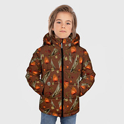 Куртка зимняя для мальчика Перья и физалис brown, цвет: 3D-светло-серый — фото 2