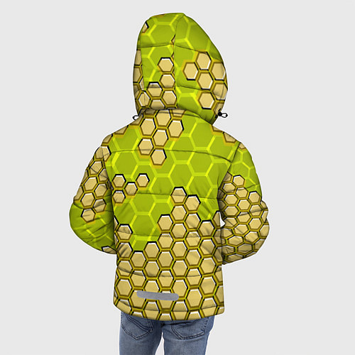 Зимняя куртка для мальчика Жёлтая энерго-броня из шестиугольников / 3D-Черный – фото 4