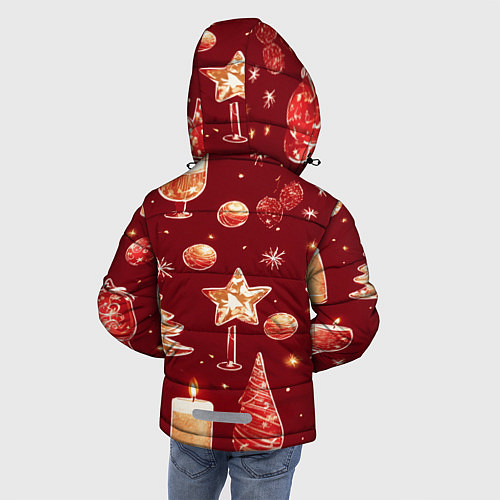 Зимняя куртка для мальчика Новогодний и рождественский узор / 3D-Красный – фото 4