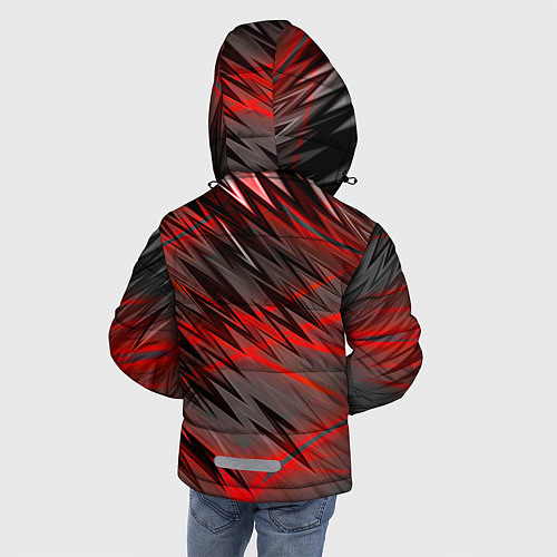 Зимняя куртка для мальчика Красные полосы надрезы / 3D-Черный – фото 4