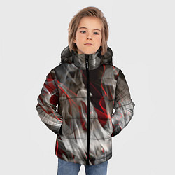 Куртка зимняя для мальчика Дым и красные узоры, цвет: 3D-черный — фото 2