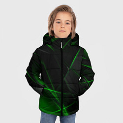Куртка зимняя для мальчика Зелёные узоры текстура, цвет: 3D-черный — фото 2