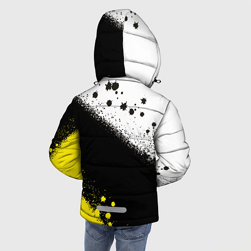 Зимняя куртка для мальчика Брызги желто-черных красок / 3D-Черный – фото 4