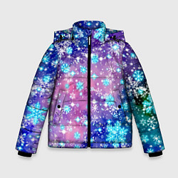 Куртка зимняя для мальчика Снежинки - морозный паттерн, цвет: 3D-светло-серый