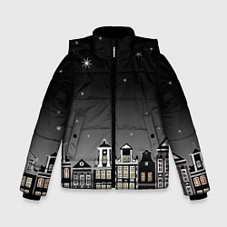Зимняя куртка для мальчика Ночной город и звездное небо