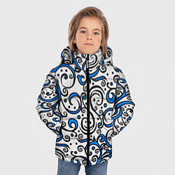 Куртка зимняя для мальчика Синие кружевные узоры, цвет: 3D-светло-серый — фото 2