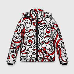 Зимняя куртка для мальчика Красный кружевной узор