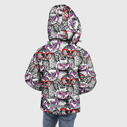 Зимняя куртка для мальчика Совы в розовых очках / 3D-Черный – фото 4