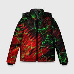 Куртка зимняя для мальчика Зелёные трещины узоры, цвет: 3D-красный