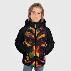 Куртка зимняя для мальчика Морда гориллы поп-арт, цвет: 3D-черный — фото 2