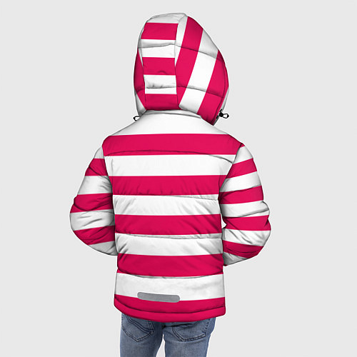 Зимняя куртка для мальчика Красно белый узор в полоску / 3D-Красный – фото 4