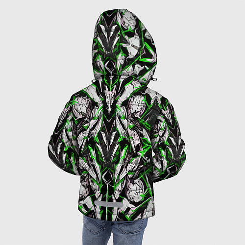 Зимняя куртка для мальчика Зелёная кибернетическая броня / 3D-Черный – фото 4