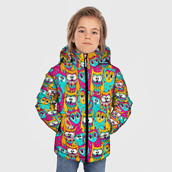 Куртка зимняя для мальчика Разноцветные совы, цвет: 3D-светло-серый — фото 2