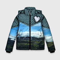 Куртка зимняя для мальчика Облачные сердца, цвет: 3D-светло-серый