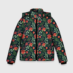 Зимняя куртка для мальчика Новогодние цветы