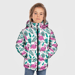 Куртка зимняя для мальчика Тропический розовый фламинго, цвет: 3D-светло-серый — фото 2