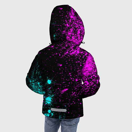 Зимняя куртка для мальчика Марк и неоновый герб России вертикально / 3D-Черный – фото 4