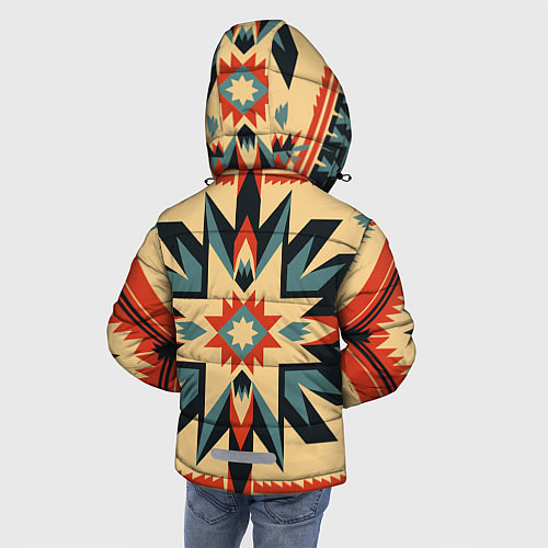 Зимняя куртка для мальчика Орнамент в стиле американских индейцев / 3D-Светло-серый – фото 4