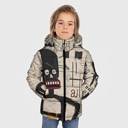 Куртка зимняя для мальчика Рисунок человека на бумаге, цвет: 3D-светло-серый — фото 2