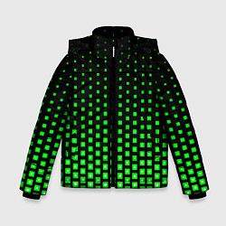 Куртка зимняя для мальчика Зелёные квадраты, цвет: 3D-черный