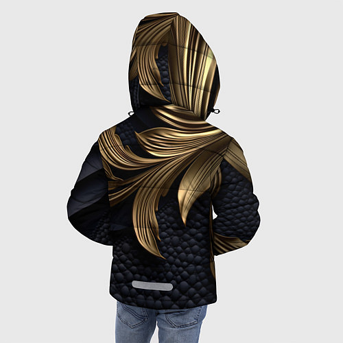 Зимняя куртка для мальчика Золотые узоры в виде листьев / 3D-Светло-серый – фото 4