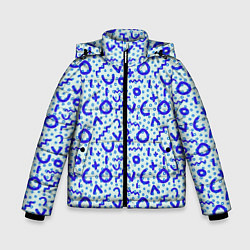 Куртка зимняя для мальчика Синие каракули, цвет: 3D-черный