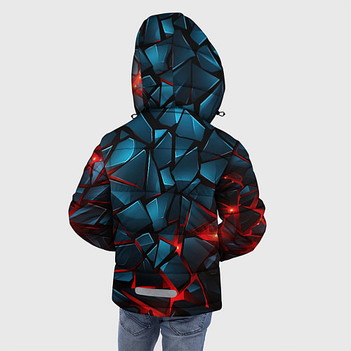 Зимняя куртка для мальчика Синие плиты с красным разломом / 3D-Черный – фото 4