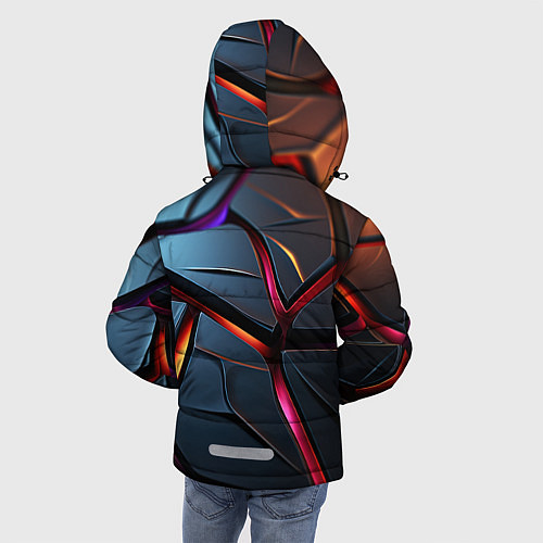 Зимняя куртка для мальчика Разлом синих плит абстракт / 3D-Черный – фото 4