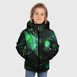 Куртка зимняя для мальчика Геометрическая текстурная зеленая абстракция, цвет: 3D-черный — фото 2