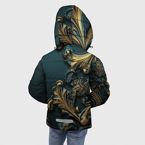Зимняя куртка для мальчика Герб России и бирюзовый фон / 3D-Светло-серый – фото 4