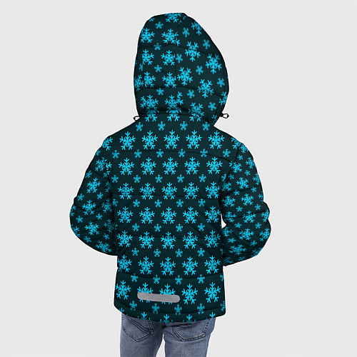 Зимняя куртка для мальчика Паттерн снежинки тёмно-бирюзовый / 3D-Черный – фото 4
