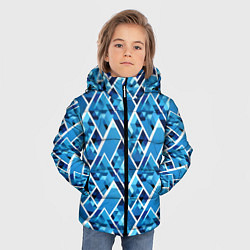 Куртка зимняя для мальчика Синие треугольники и белые полосы, цвет: 3D-черный — фото 2
