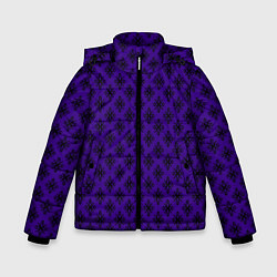 Куртка зимняя для мальчика Паттерн узоры тёмно-фиолетовый, цвет: 3D-черный