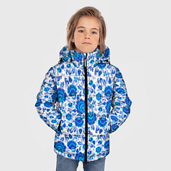 Куртка зимняя для мальчика Новогодняя гжельская роспись, цвет: 3D-светло-серый — фото 2