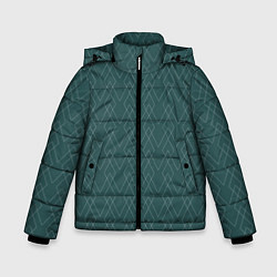 Куртка зимняя для мальчика Зелёный геометричные линии, цвет: 3D-светло-серый