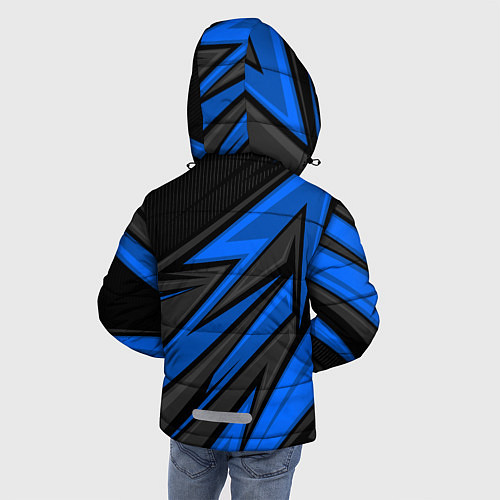 Зимняя куртка для мальчика Honda motors - синяя спортивная абстракция / 3D-Светло-серый – фото 4