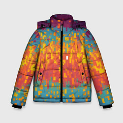 Куртка зимняя для мальчика Разноцветные пиксели, цвет: 3D-красный