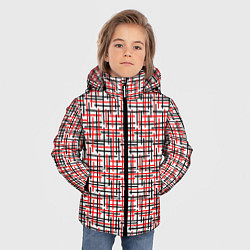 Куртка зимняя для мальчика Пересекаемые цветные полосы, цвет: 3D-светло-серый — фото 2