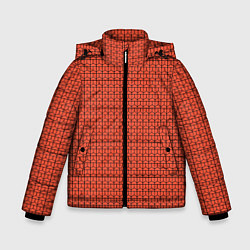 Куртка зимняя для мальчика Геометричные полосы коралловый, цвет: 3D-черный
