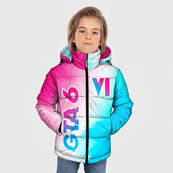 Куртка зимняя для мальчика GTA 6 neon gradient style вертикально, цвет: 3D-черный — фото 2